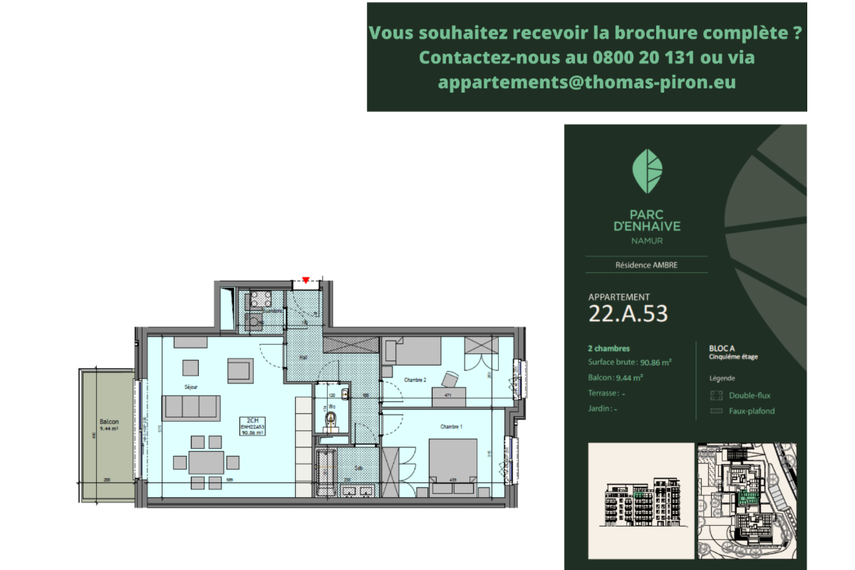 Appartement à vendre à Namur 5000 0.00€ 2 chambres 90.86m² - annonce 670589