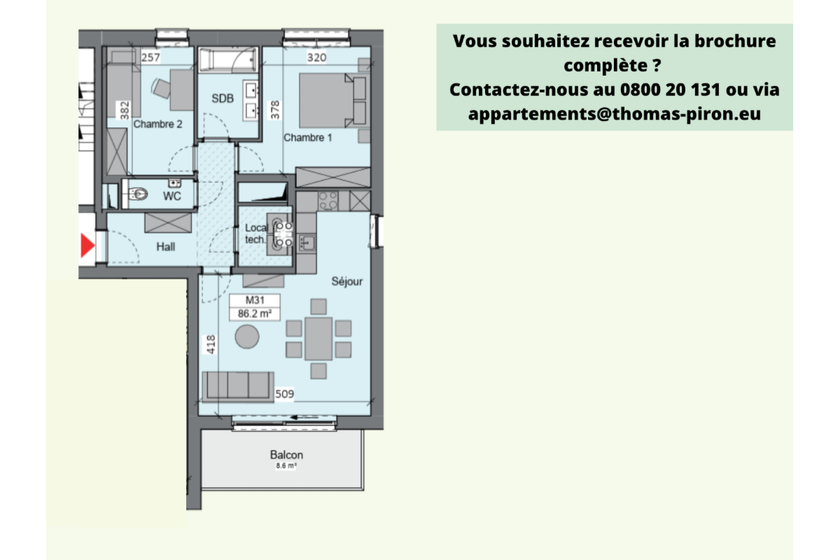 Appartement à vendre à Sambreville 5060 298719.00€ 2 chambres 86.20m² - annonce 670829