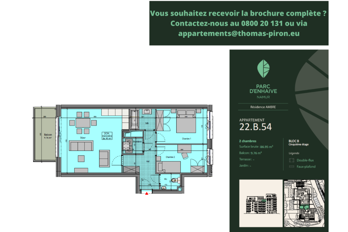 Appartement à vendre à Jambes 5100 0.00€ 2 chambres 86.95m² - annonce 670756