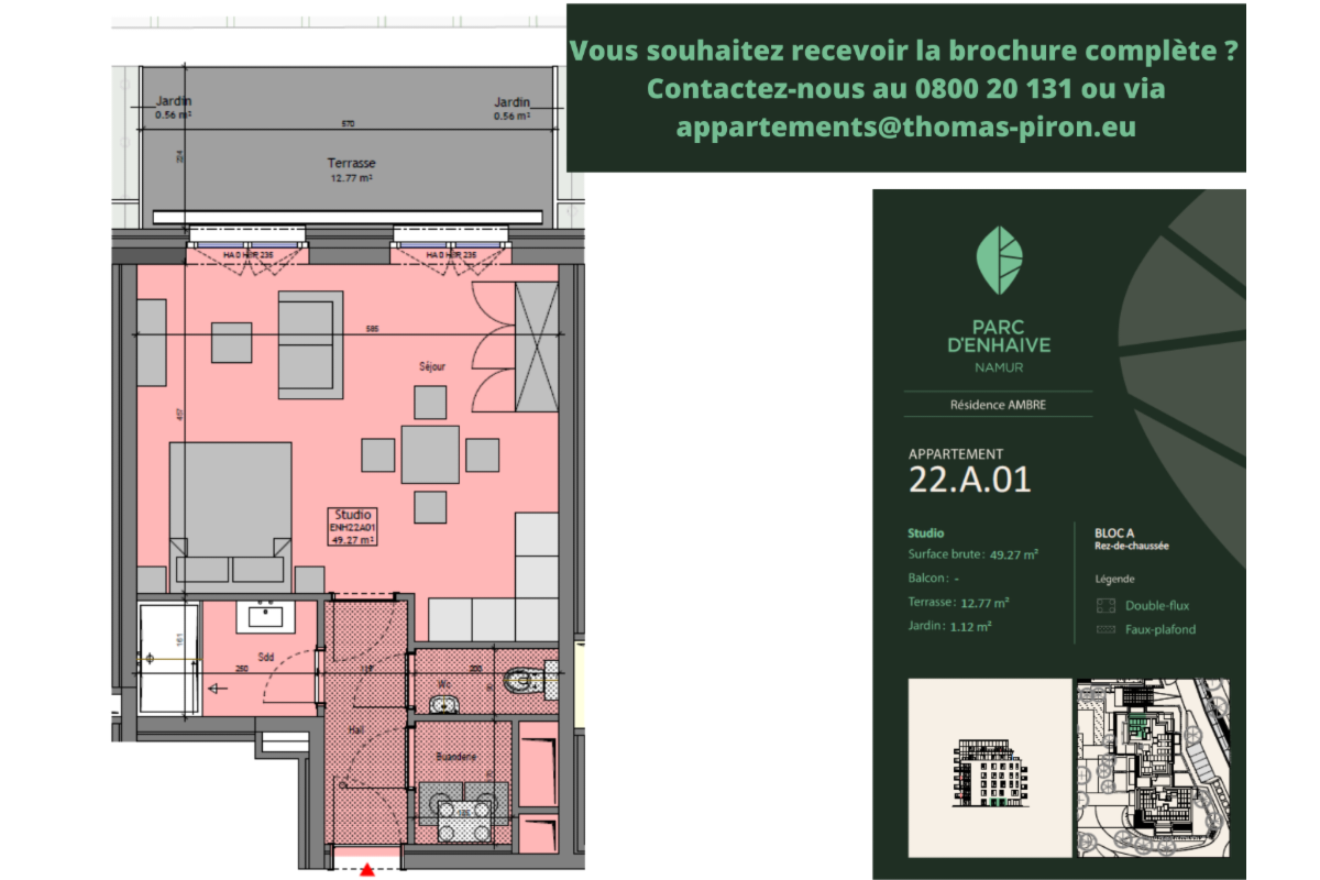 Studio à vendre à Jambes 5100 0.00€  chambres 49.27m² - annonce 670795
