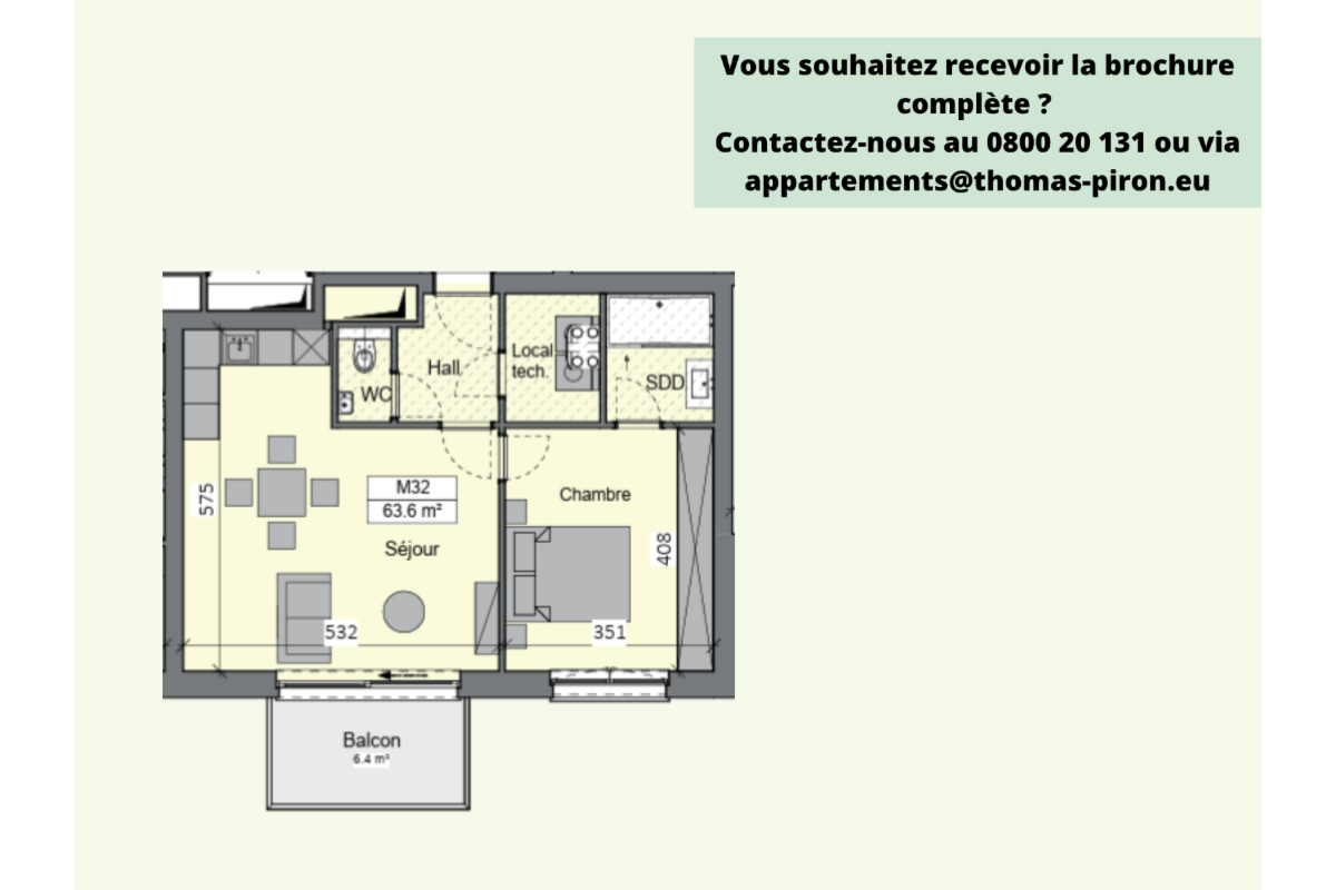 Appartement à vendre à Sambreville 5060 206322.00€ 1 chambres 63.60m² - annonce 670817