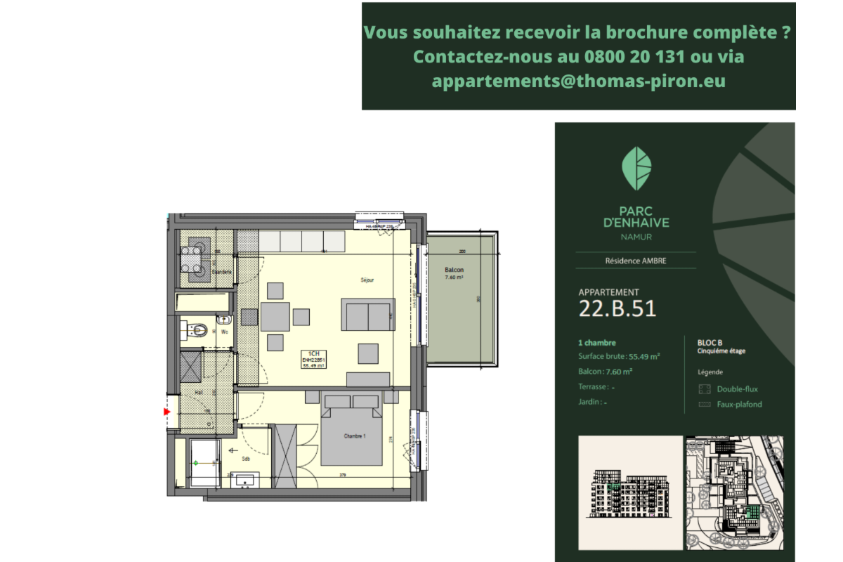 Appartement à vendre à Namur 5000 0.00€ 1 chambres 55.49m² - annonce 670586