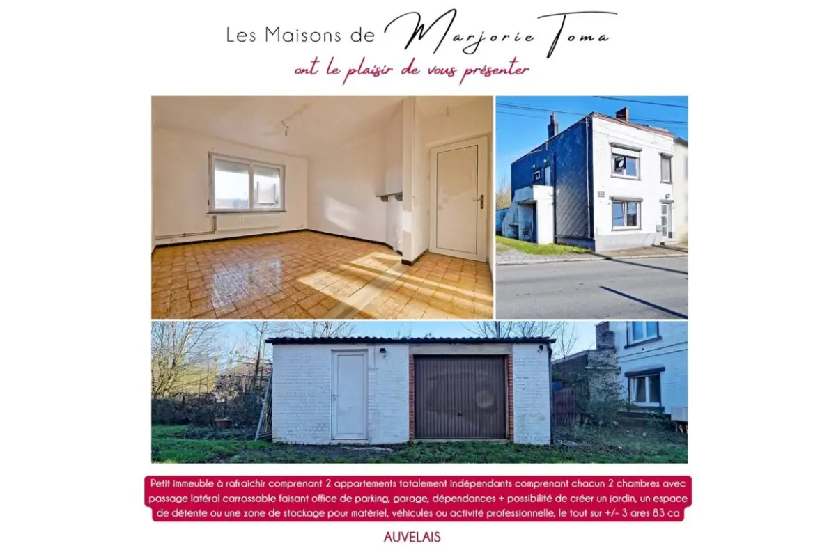 Immeuble de rapport - Immeuble à appartement à vendre à Auvelais 5060 210000.00€ 4 chambres 129.00m² - annonce 700653